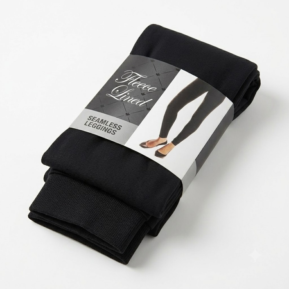 NEW‎ Gold Medal Womens Fleece Lined Seamless Leggings Black Size L/XL